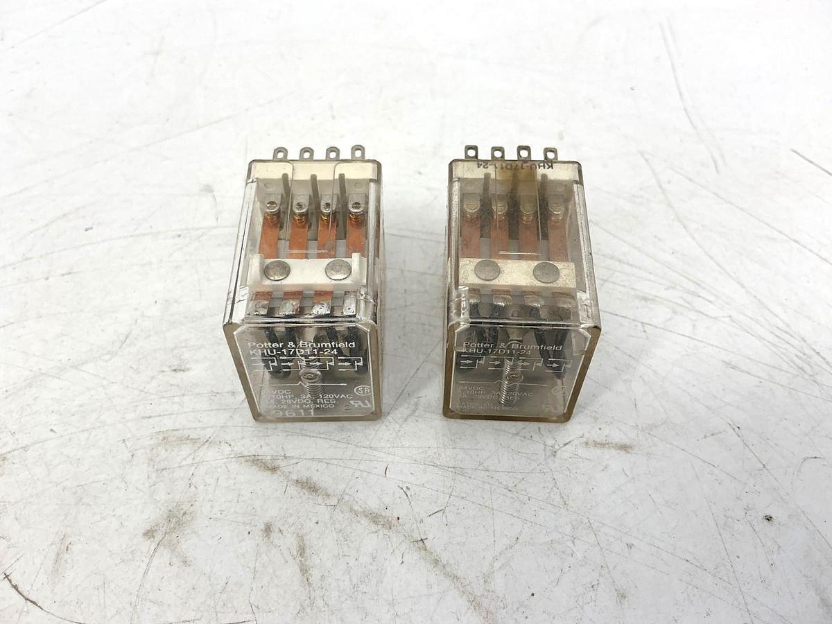 Lot of 2 New Potter & Brumfield KHU-17D11-24 Relay 4-Pole 14-Pin 3A 24VDC Coil