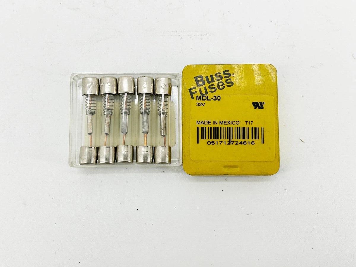 New Pack of 5 Bussmann MDL-30 Glass Fuse 20A 32V