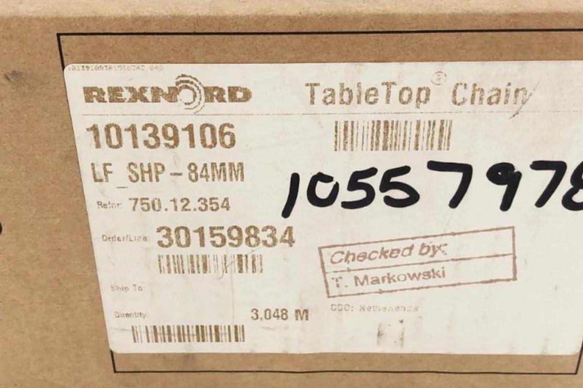 New Rexnord 10139106 TableTop Chain LF SHP-84MM 10FT.