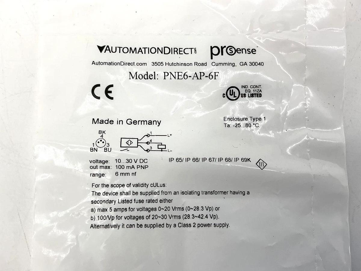 New Automation Direct PNE6-AP-6F Inductive Proximity Sensor SR-6mm 3Pin 10-30VDC