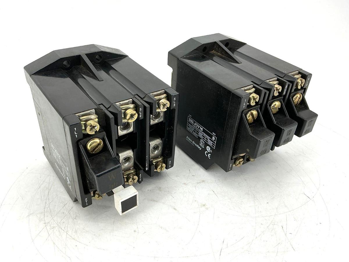 Used Lot of 2 Allen Bradley 592-JOV16 Ser B Overload Relay Manual Reset 3P 24A 600VAC