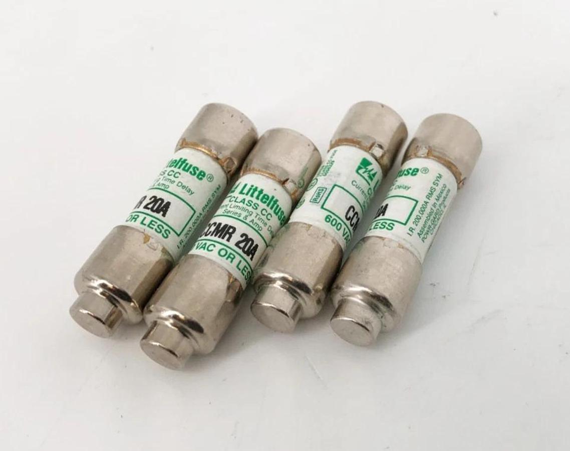 Lot of 4 New Littelfuse CCMR 20A Time Delay Fuses 20A 600VAC Class CC - No Box