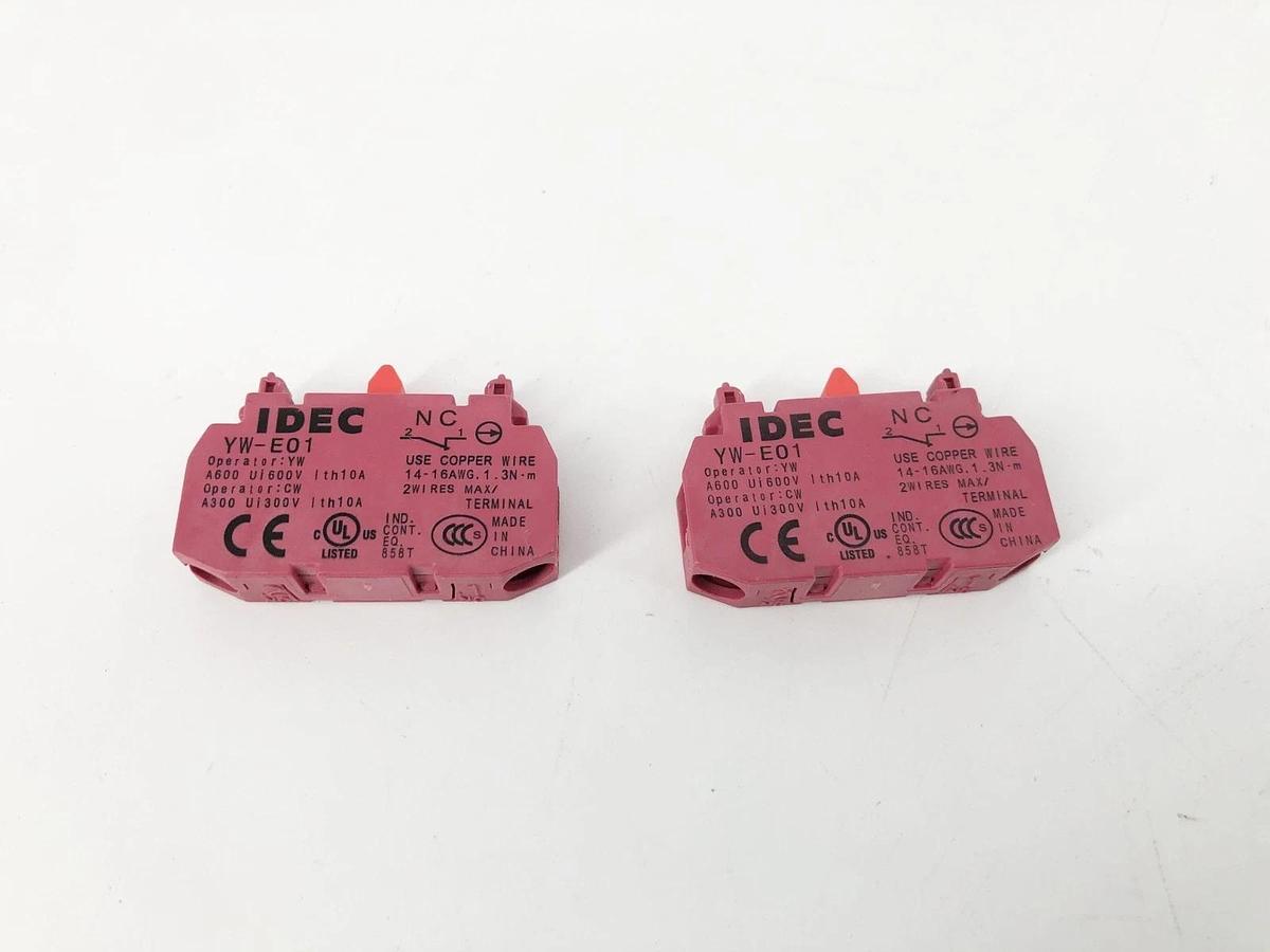 Lot of 2 New Idec YW-E01 Contact Blocks - No Box