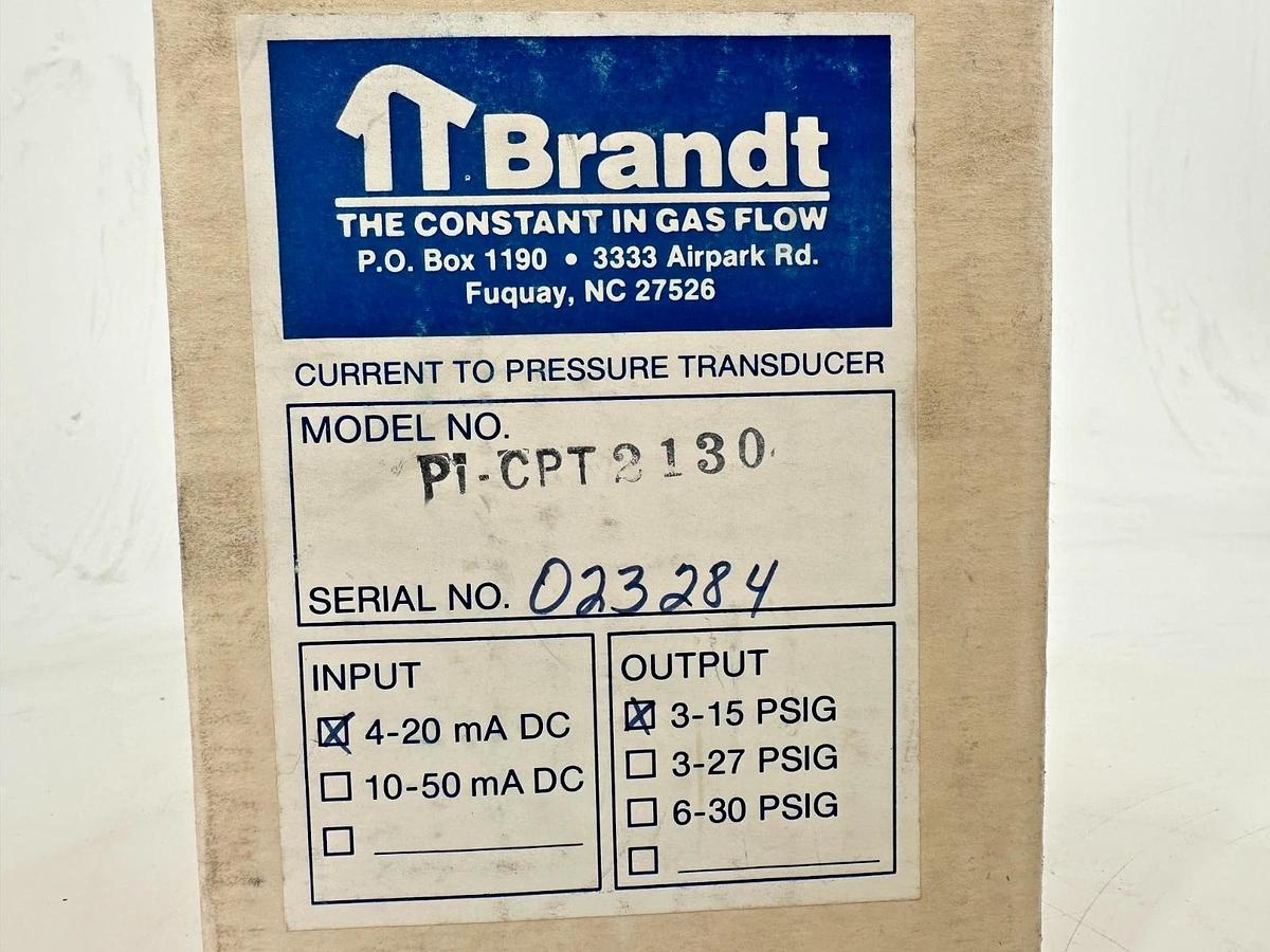 New Brandt Pi-CPT2130 Pressure Transducer Input 4-20mA Output 3-15 PSIG