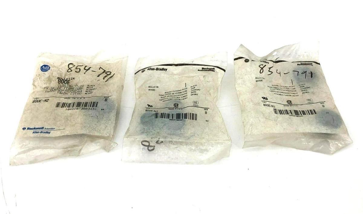 Lot of 3 New AB Allen Bradley 800E-N2 Ser. B Closing Plugs