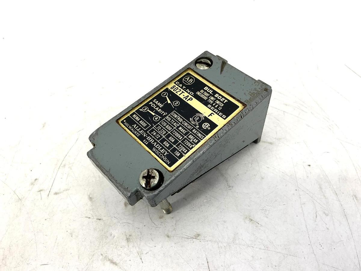 Used Allen Bradley 802T-AP Ser F Limit Switch Oiltight Plug-In 2 Circuit 10A 600VAC