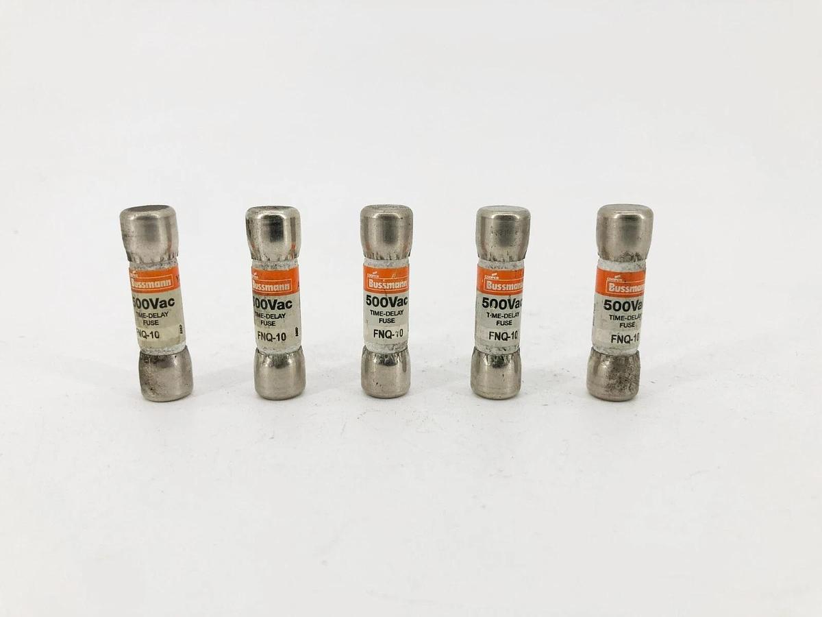 Lot of 5 New Bussmann FNQ-10 Time Delay Fuses 10 A 500VAC