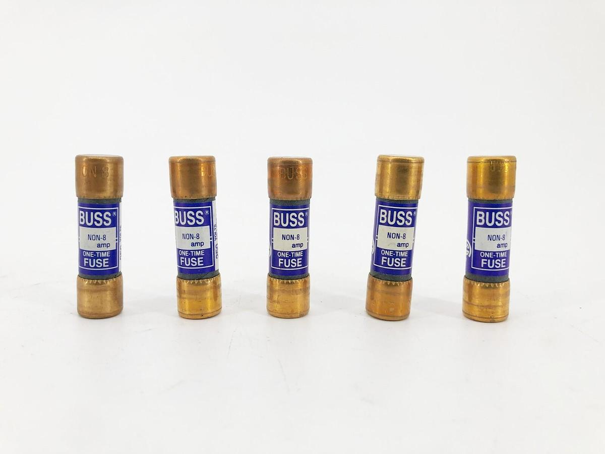 Lot of 5 New Bussmann NON-8 Fuses 8A 250V Class K5