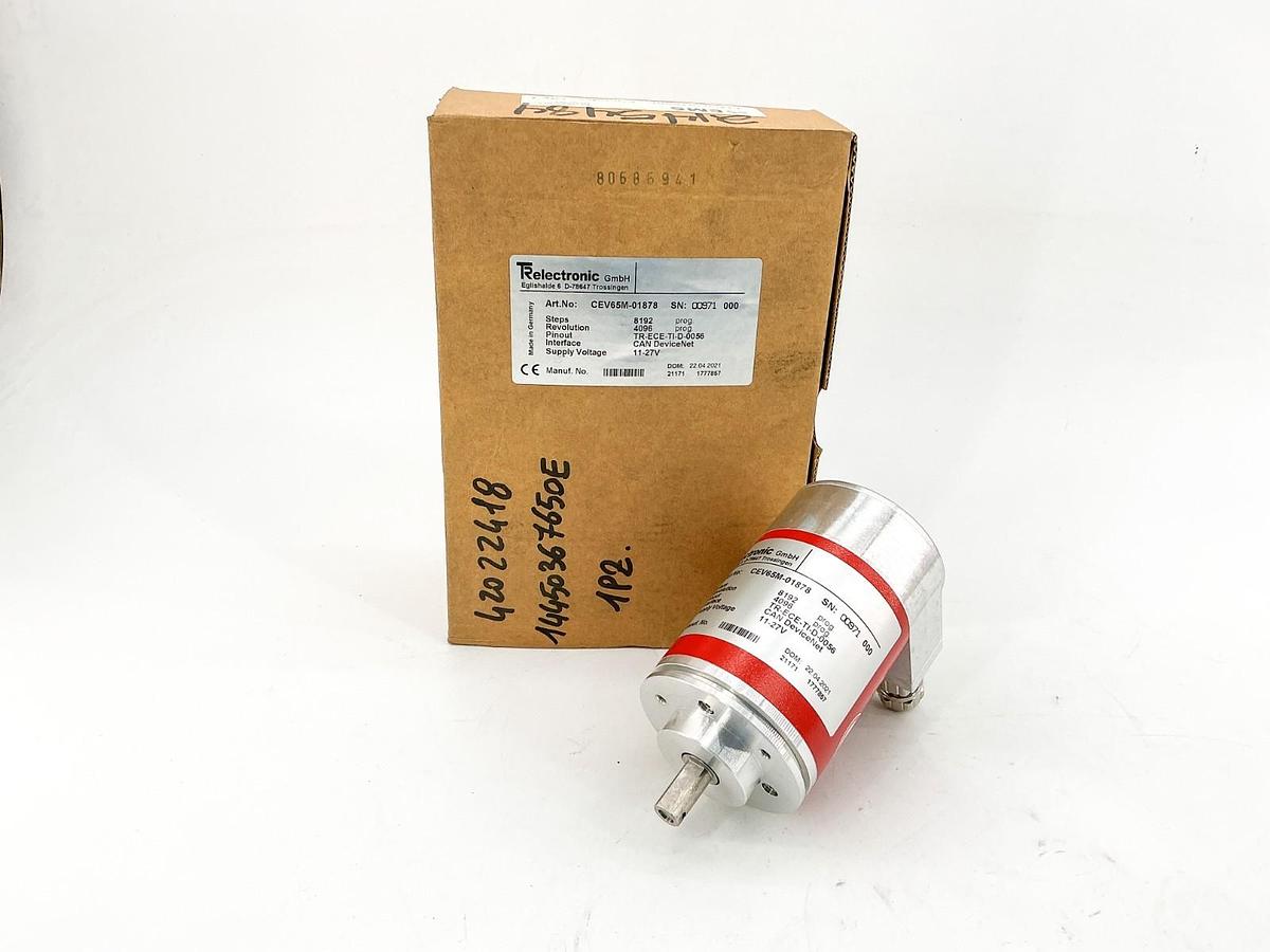 New TR Electronic CEV65M-01878 CAN DeviceNet Encoder 11-27V 4096 Revs 8192 Steps
