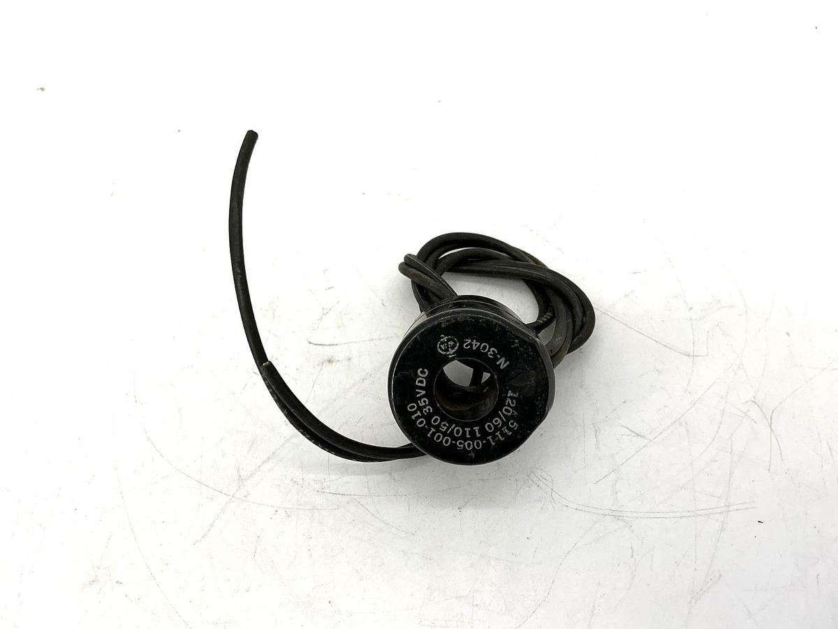 Used 5111-005-001-010 Solenoid Coil 2-Wire 110/120VAC 50/60HZ 35VDC 5111005001010