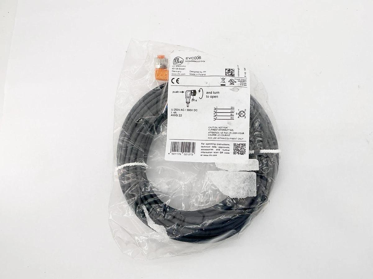 New IFM EVC006 Connecting Cable 5Pin 300V 4A 22AWG