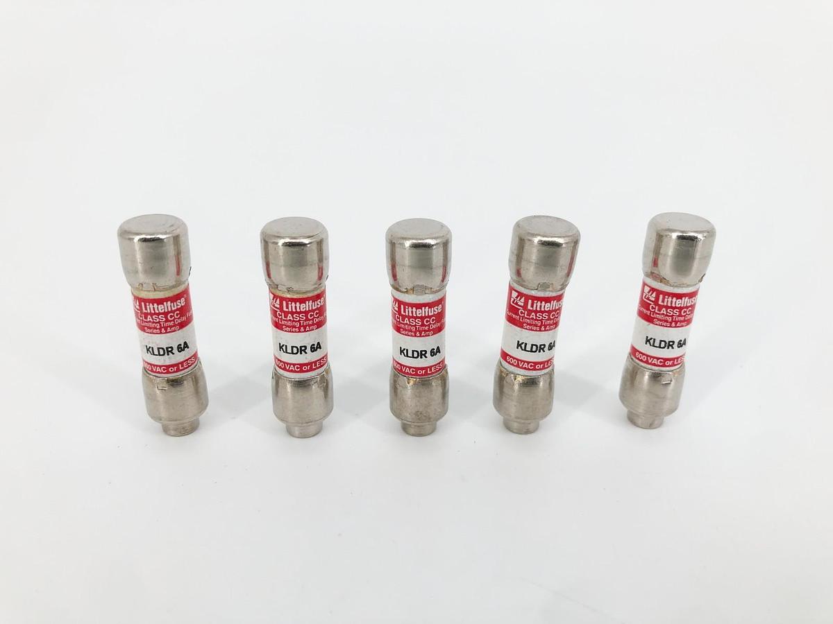 Lot of 5 New Littelfuse KLDR 6A Time Delay Fuses 6A 600VAC Class CC - No Box