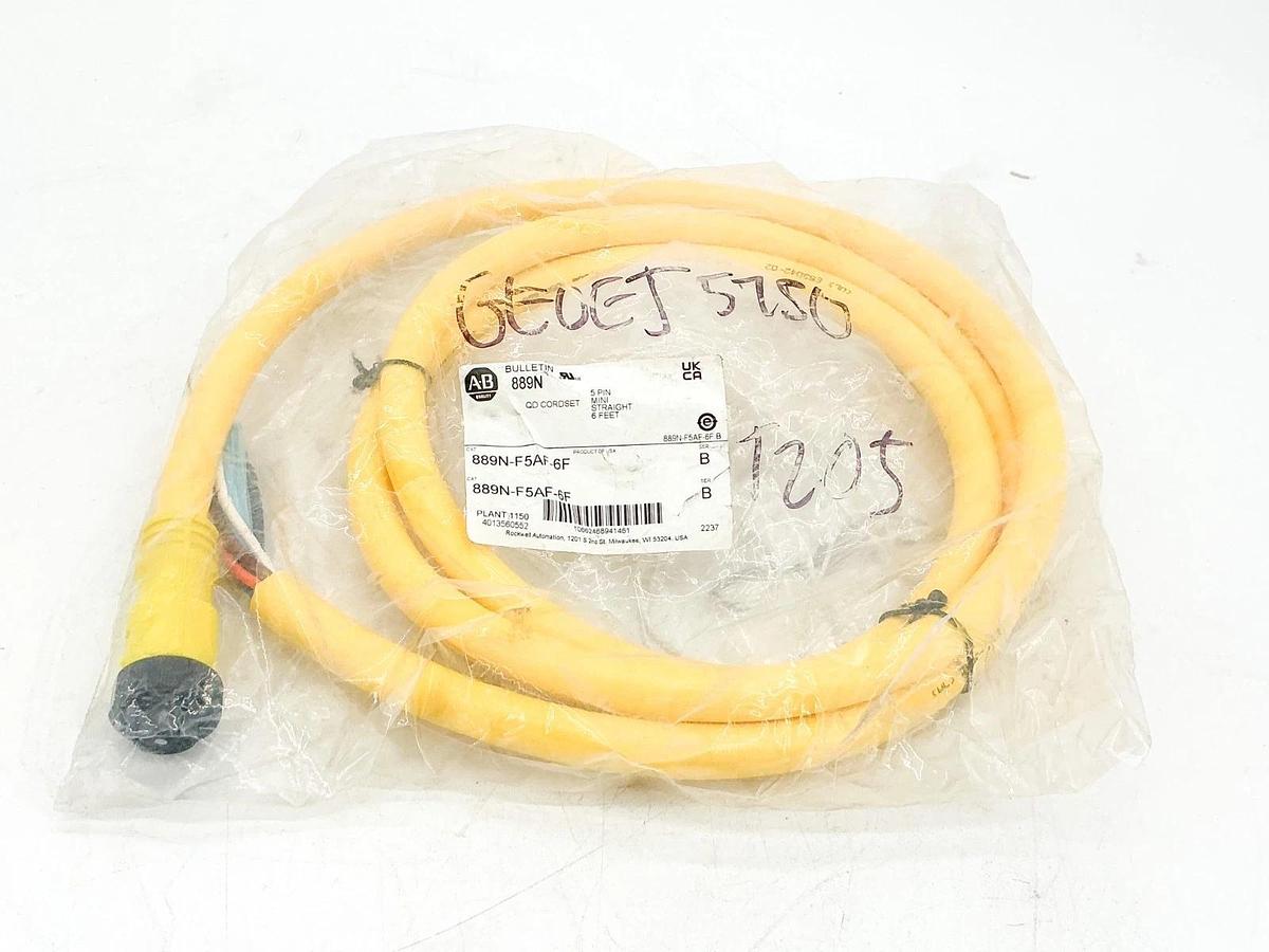 New Allen Bradley 889N-F5AF-6F QD Cordset 5Pin Mini Straight 6' Ser.B
