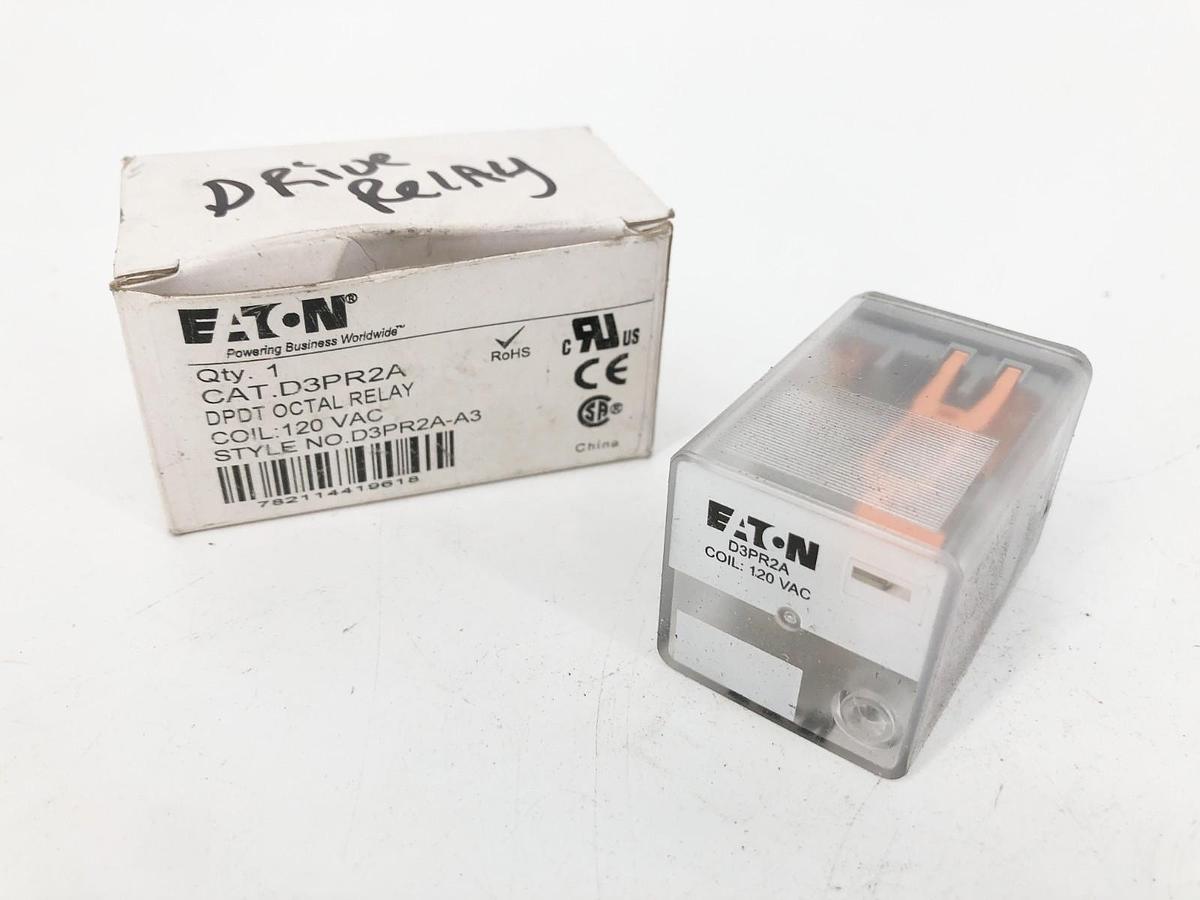 New Eaton D3PR2A Octal Relay DPDT 120VAC D3PR2A-A3