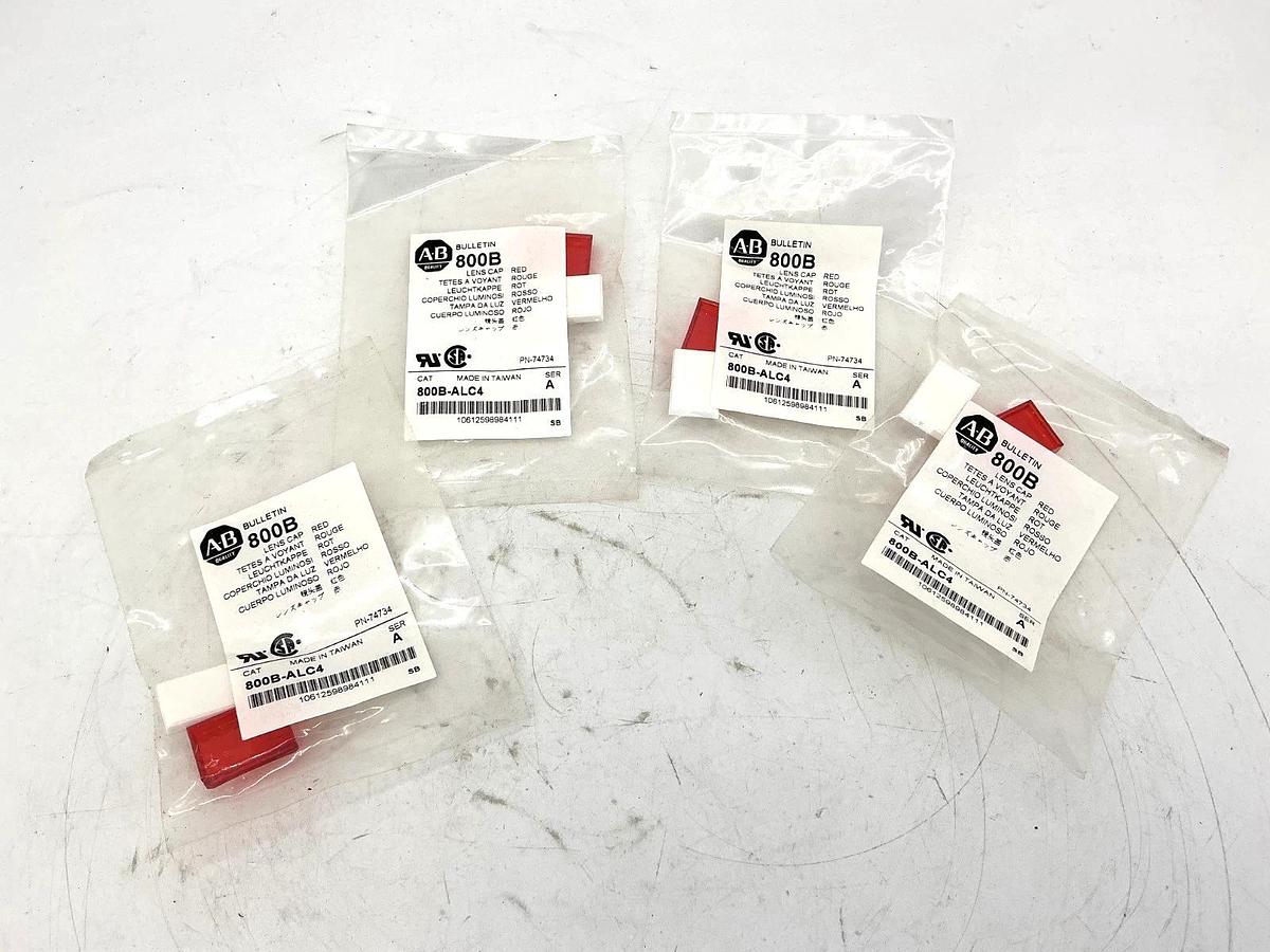 Lot of 4 New Allen Bradley 800B-ALC4 Ser A Lens Cap Red
