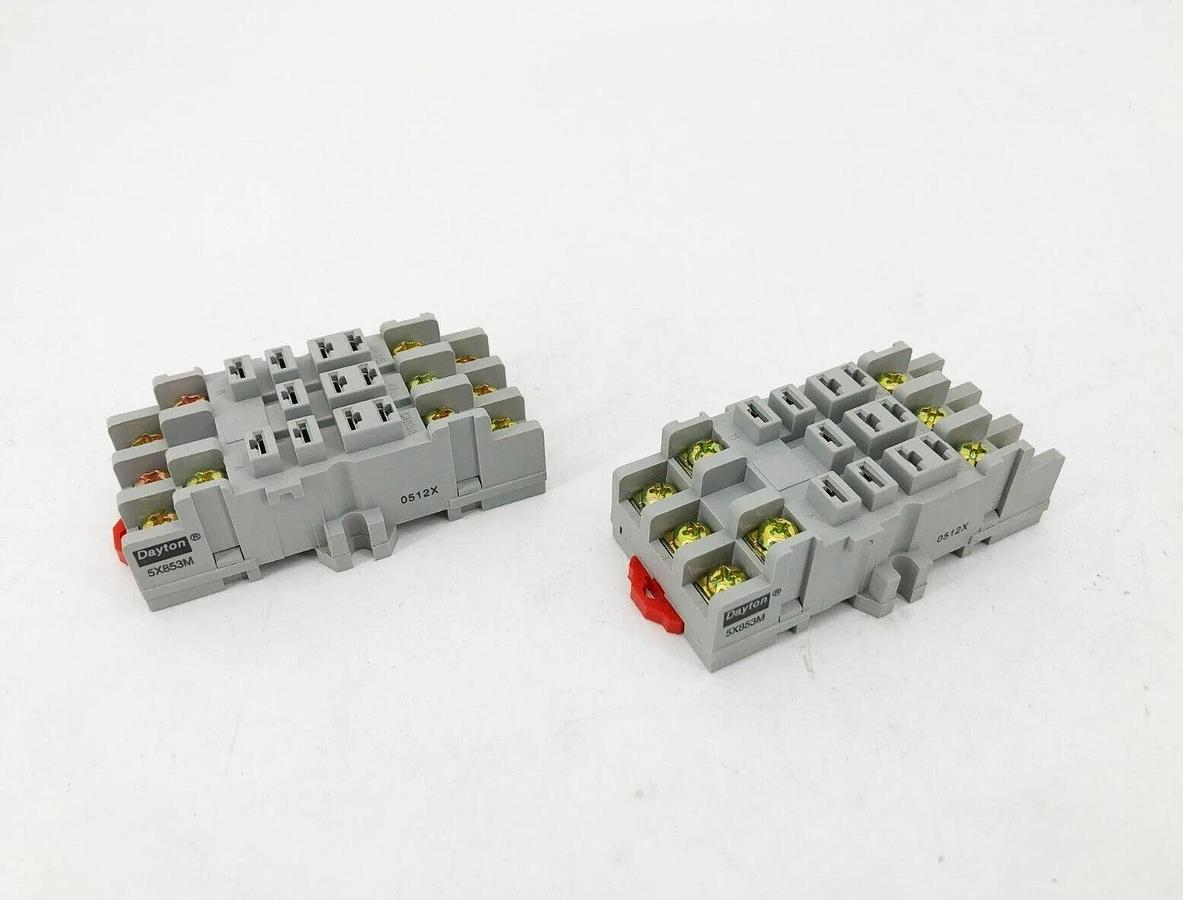 Lot of 2 New Dayton 5X853M Relay Sockets 11-Pin 15A 300V