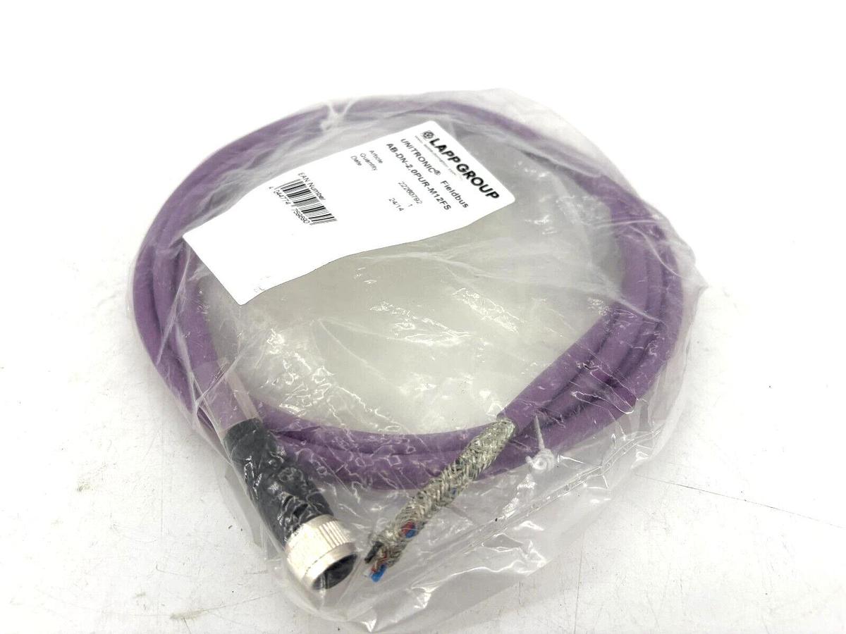 New Lapp Group AB-DN-2,0PUR-M12FS Pre-Assembled Bus Cable 2m Length