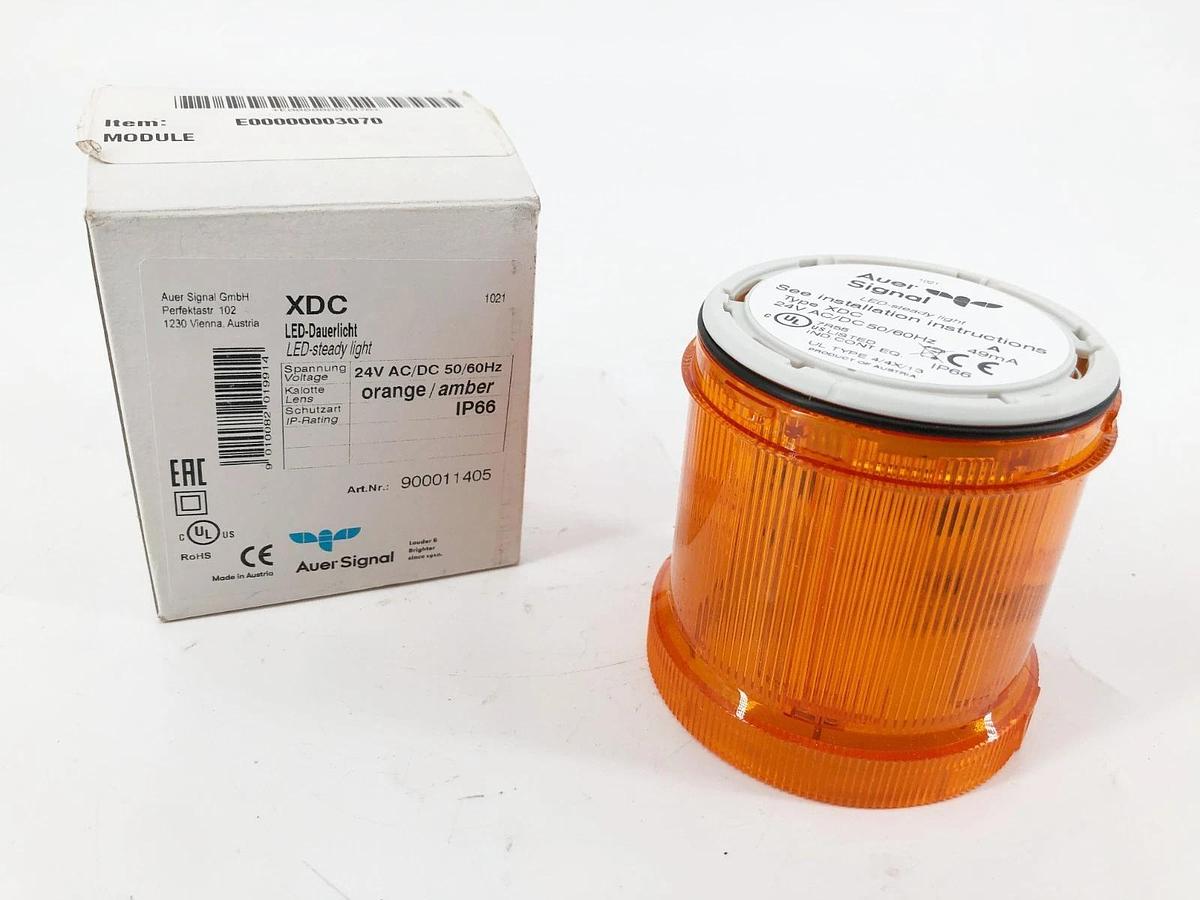 New Auer Signal Type XDC LED Steady Tower Light Orange/Amber 900011405 24VAC/DC