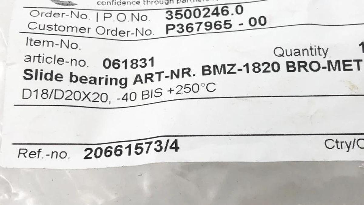 Lot of 8 New BRO-MET BMZ-1820 Bronze Slide Bearings 18/20x20 mm - No Box