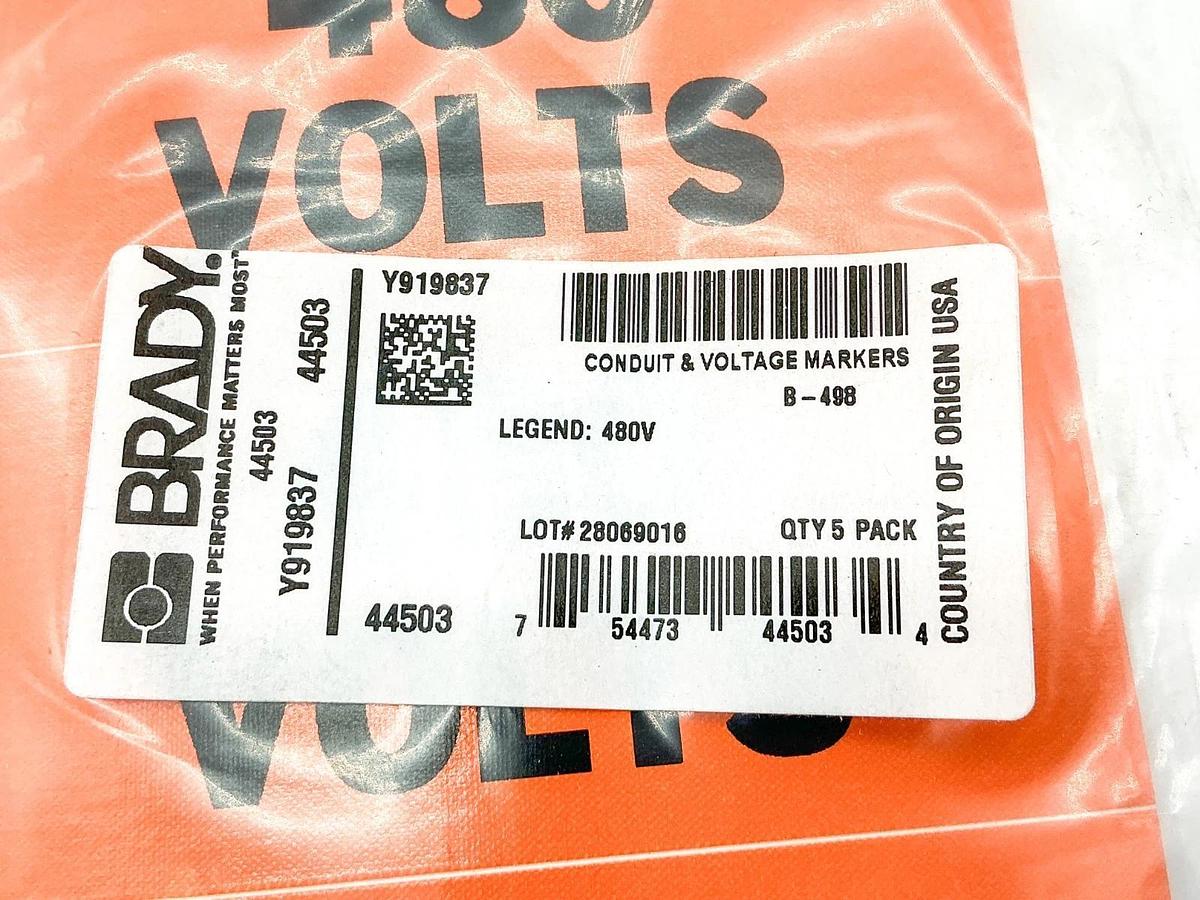 New Pack of 10 Brady 44503 Conduit & Voltage Markers 480 Volts Y919837