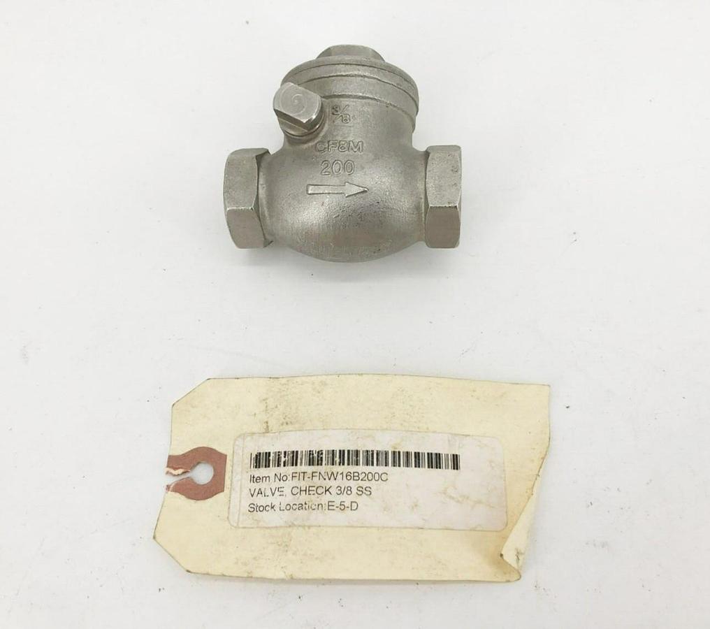 New FNW FNW16B200C Stainless Steel Check Valve 3/8" 200 WOG CF8M
