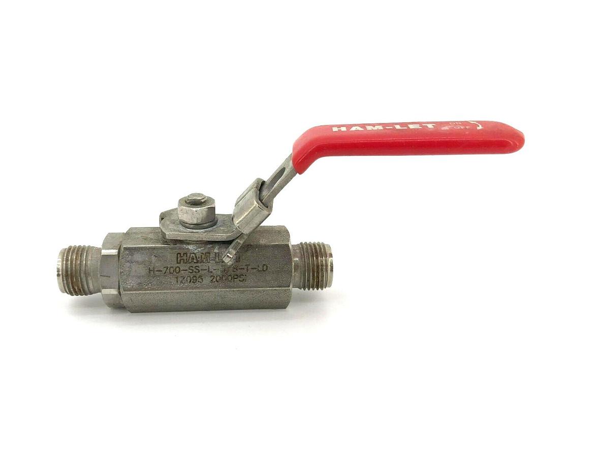 Used Ham-Let H-700-SS-L-3/8-T-LD Ball Valve Stainless Steel 1/2" 2000 PSI