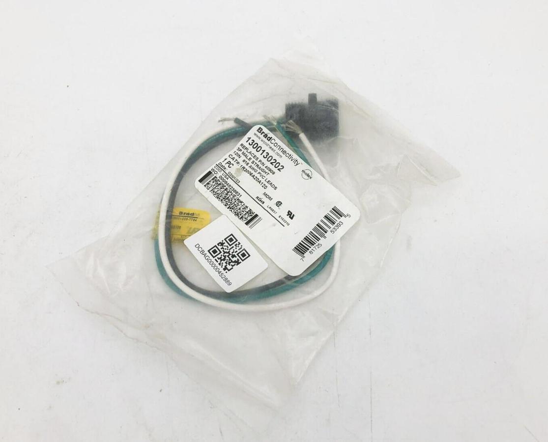 New Brad Connectivity 1300130202 Receptacle 3P Male Straight 12" #16 AWG