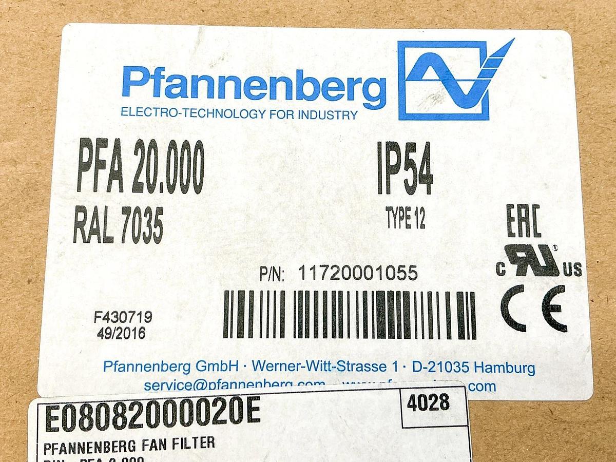 New Pfannenberg PFA 20.000 Fan Filter 11720001055