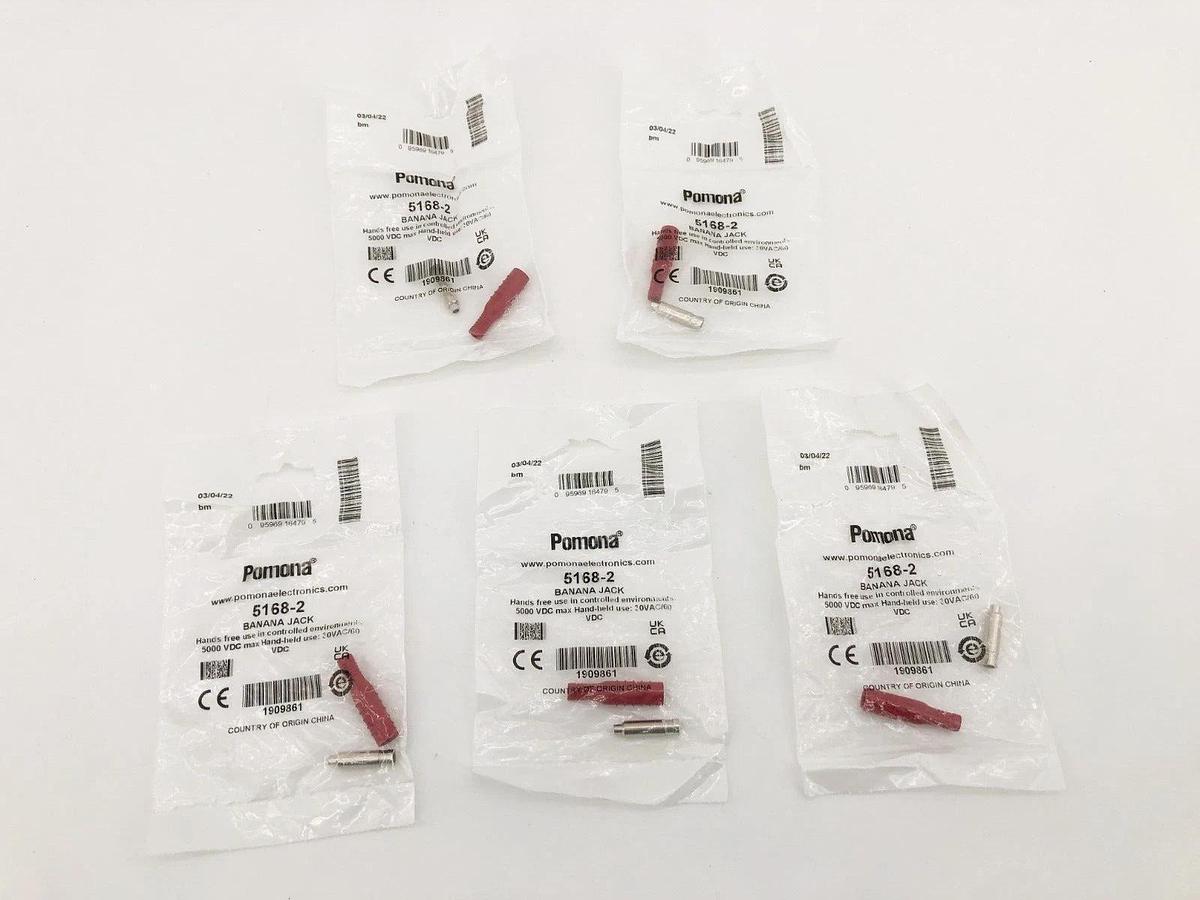 Lot of 5 New Pomona 5168-2 Banana Jacks 30VAC/60VDC