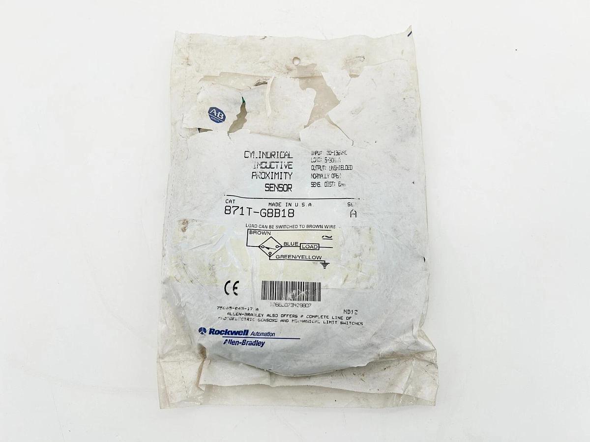 New Allen Bradley 871T-G8B18 Inductive Proximity Sensor 132VAC 8MM Sensing Dista