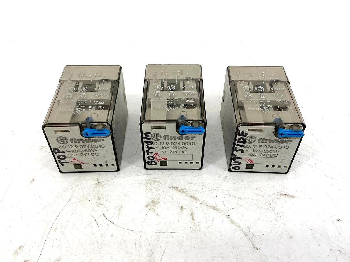 Used Lot of 3 Finder 60.12.9.024.0040 General Purpose Relay 8-Pin 24VDC Coil 10A 250V