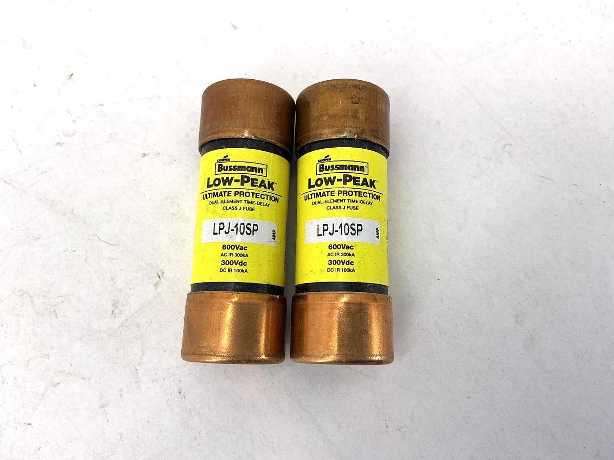 Lot of 2 New Bussmann LPJ-10SPK Low-Peak Dual-Element Class J Fuse 10V 600V