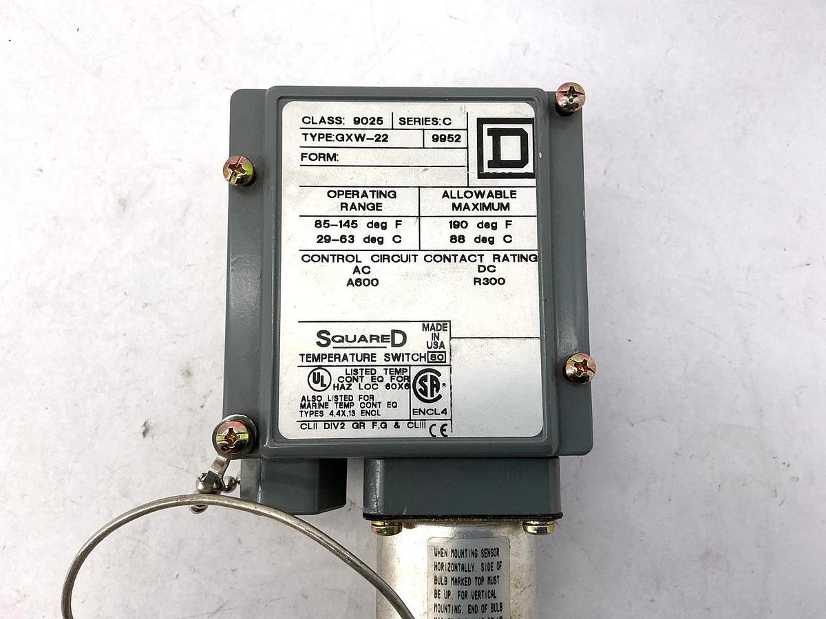 New Square D 9025GXW-22 Ser C Temperature Switch 115.0°F Decreasing.