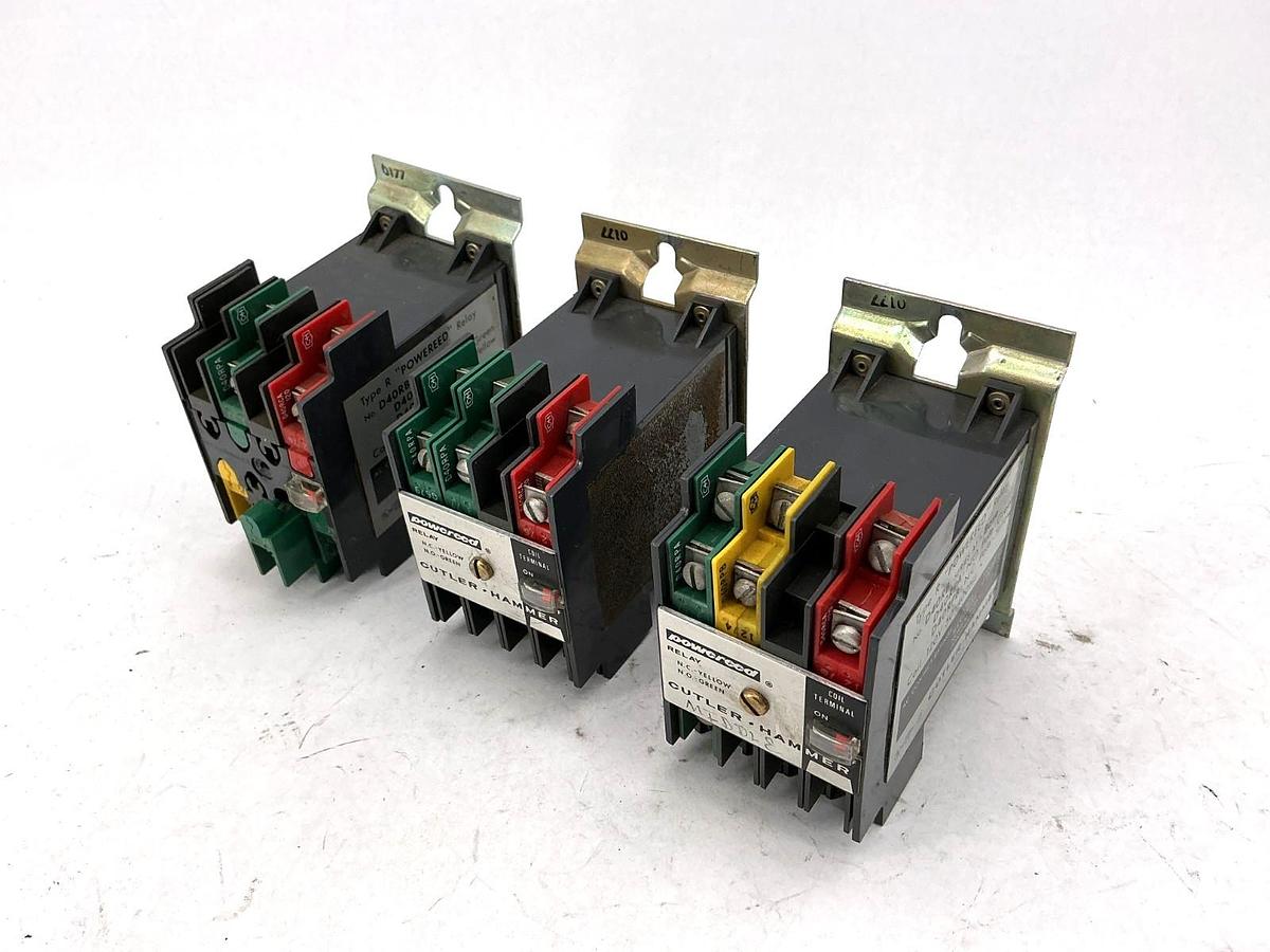 Used Lot of 3 Cutler-Hammer D40RB Ser A1 Powereed Relay Coil-120V 50/400HZ
