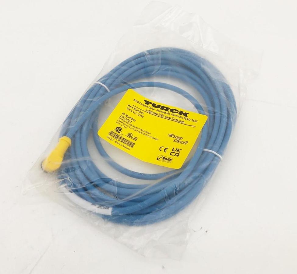 New Turck WK 4.41T-5/S90 Cordset Right Angle M12 Female 16FT. UX11527