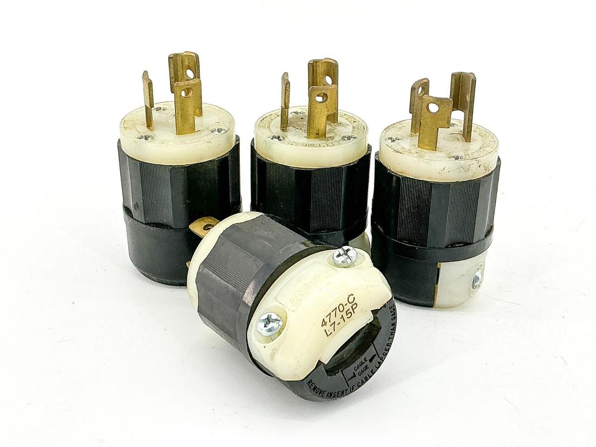 New Lot of 4 Leviton 4770-CL7-15P Locking Plug 15A 277V - No Box
