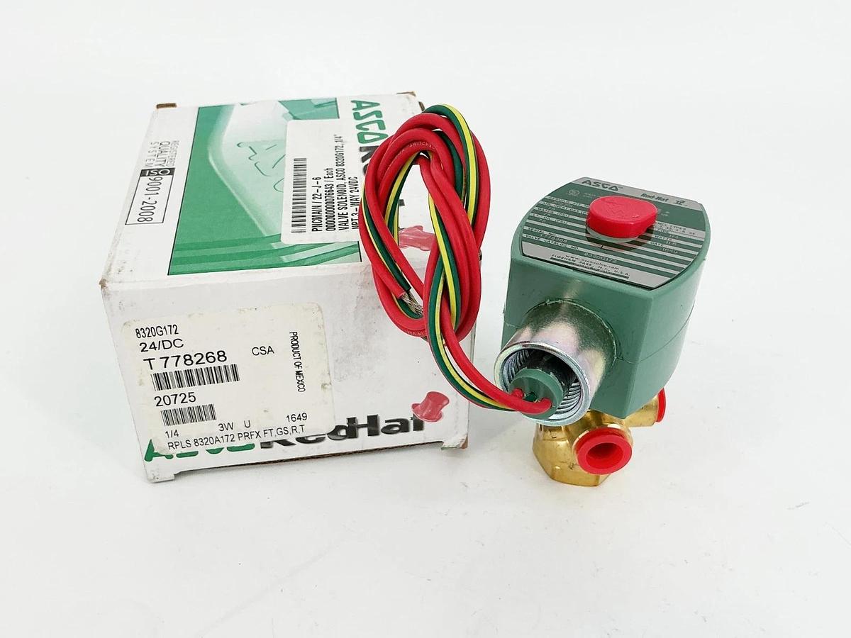 New Asco 8320G172 Solenoid Valve 75PSI 1/4" 3W 24VDC