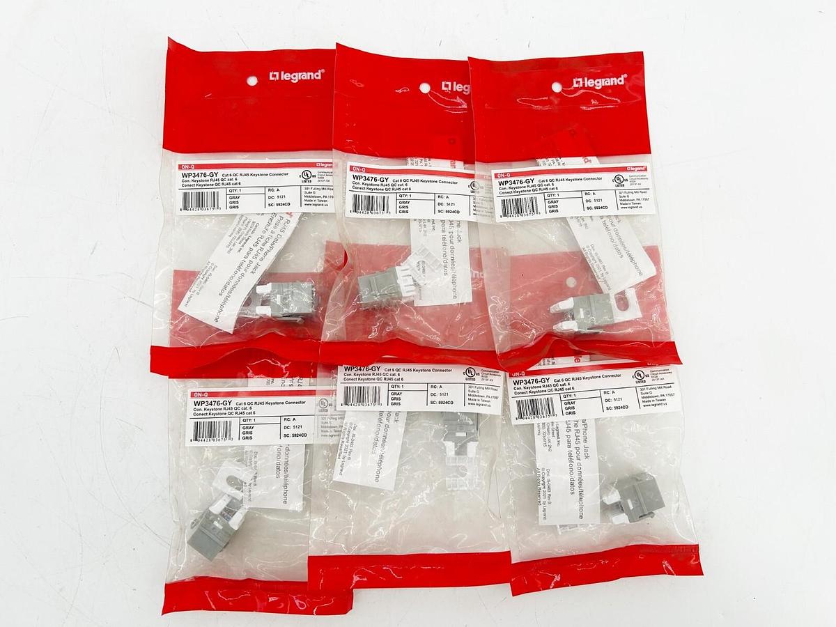 New Lot of 6 Legrand Cat 6 QC RJ45 Keystone Connector