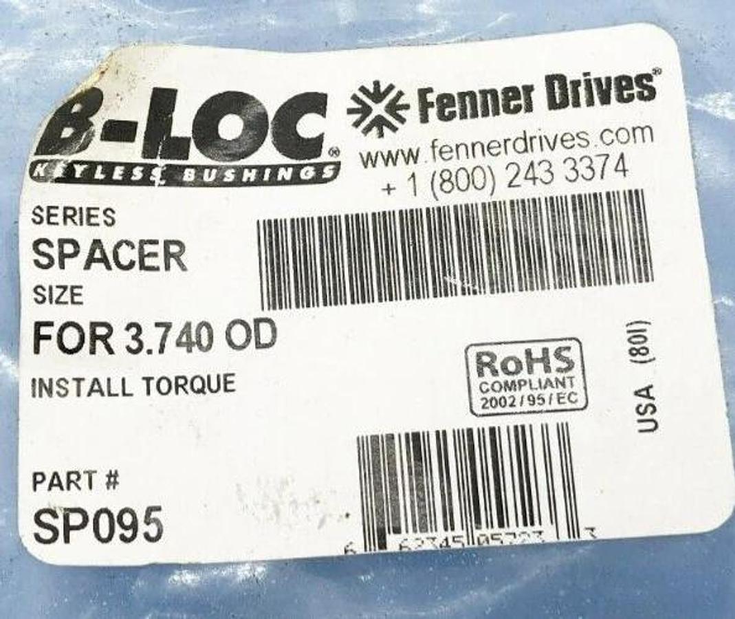 Lot of 2 New Fenner Drives SP095 Spacers For 3.740 OD B106 Keyless Bushing