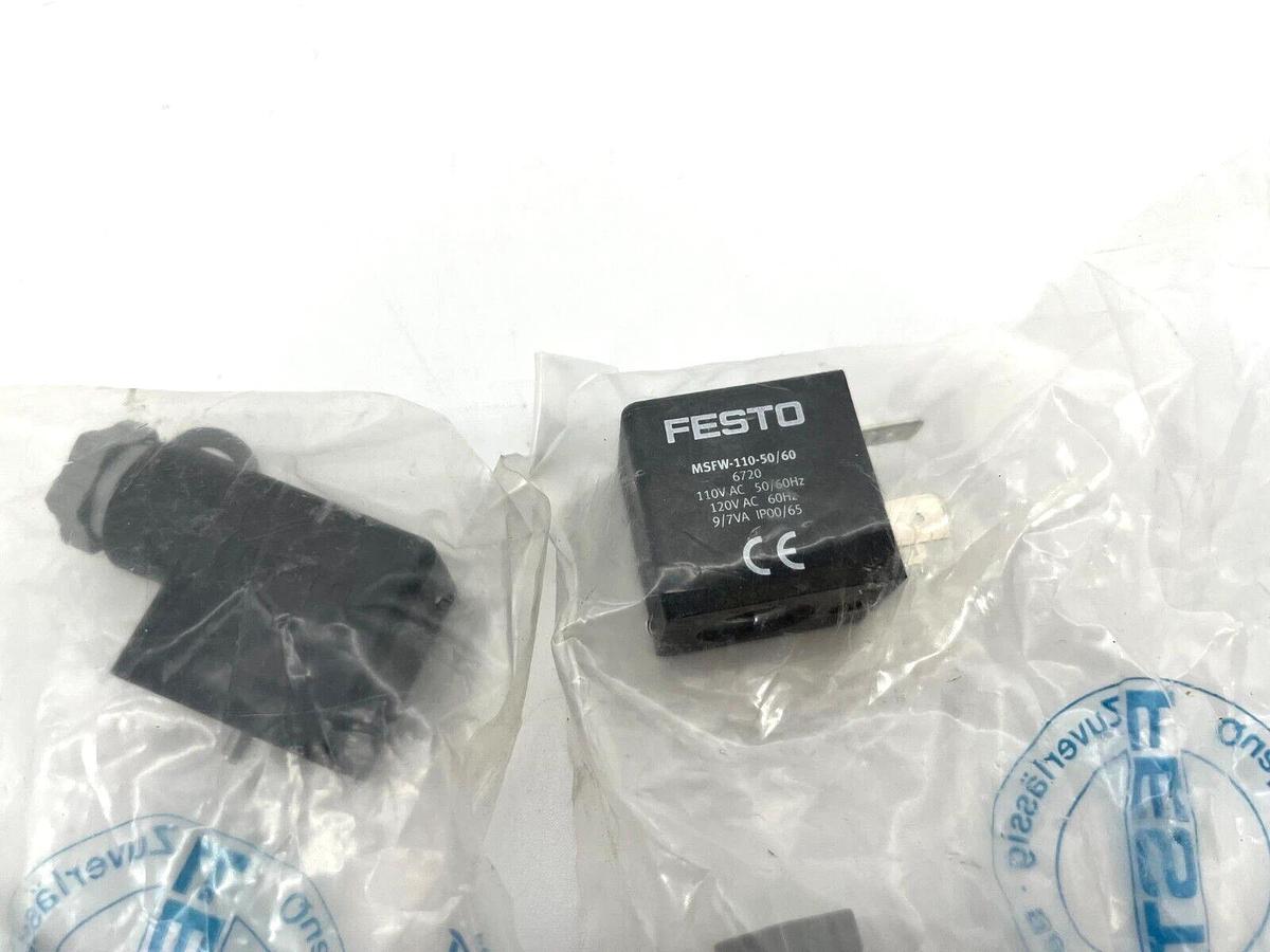 Lot of 2 New Festo MSFW-110-50/60 6720 Solenoid Coils 110/120VAC 50/60Hz 9/7VA