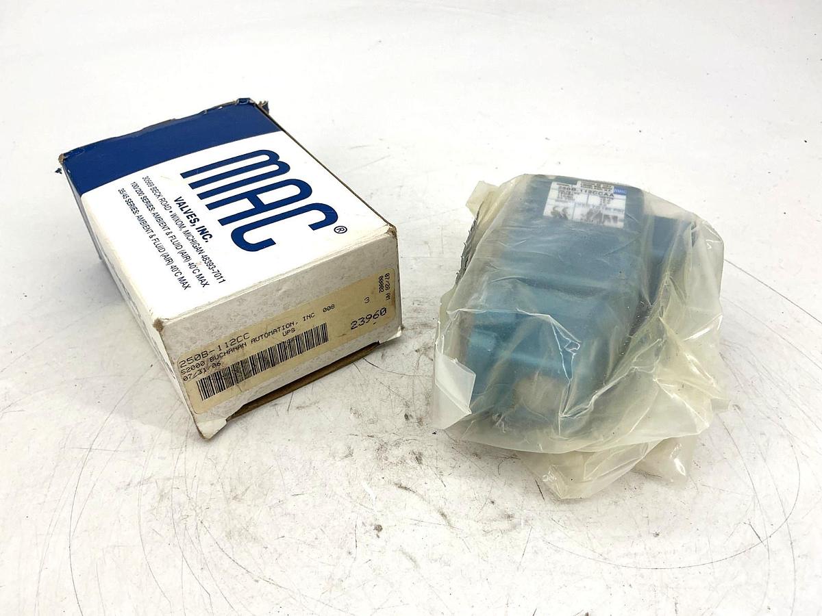 New MAC Valves 250B-112CCAA Solenoid Valve 15W 24VDC 150PSI 110/120V 250B-112CC