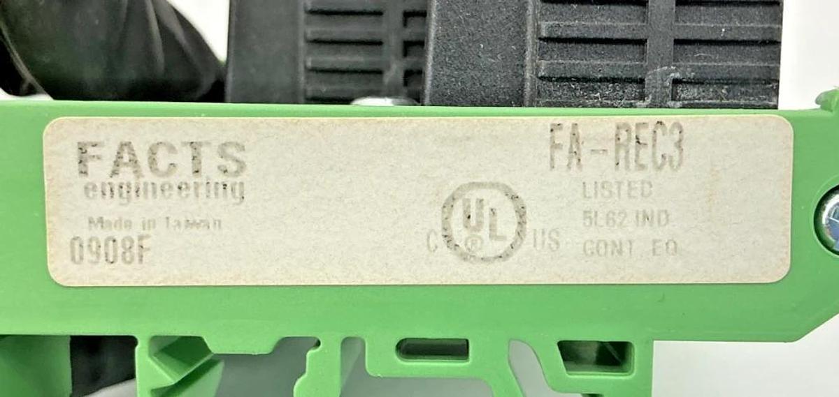 Lot of 2 New Facts Engineering FA-REC3 DIN Rail Receptacle 3-Outlet 15A 125VAC