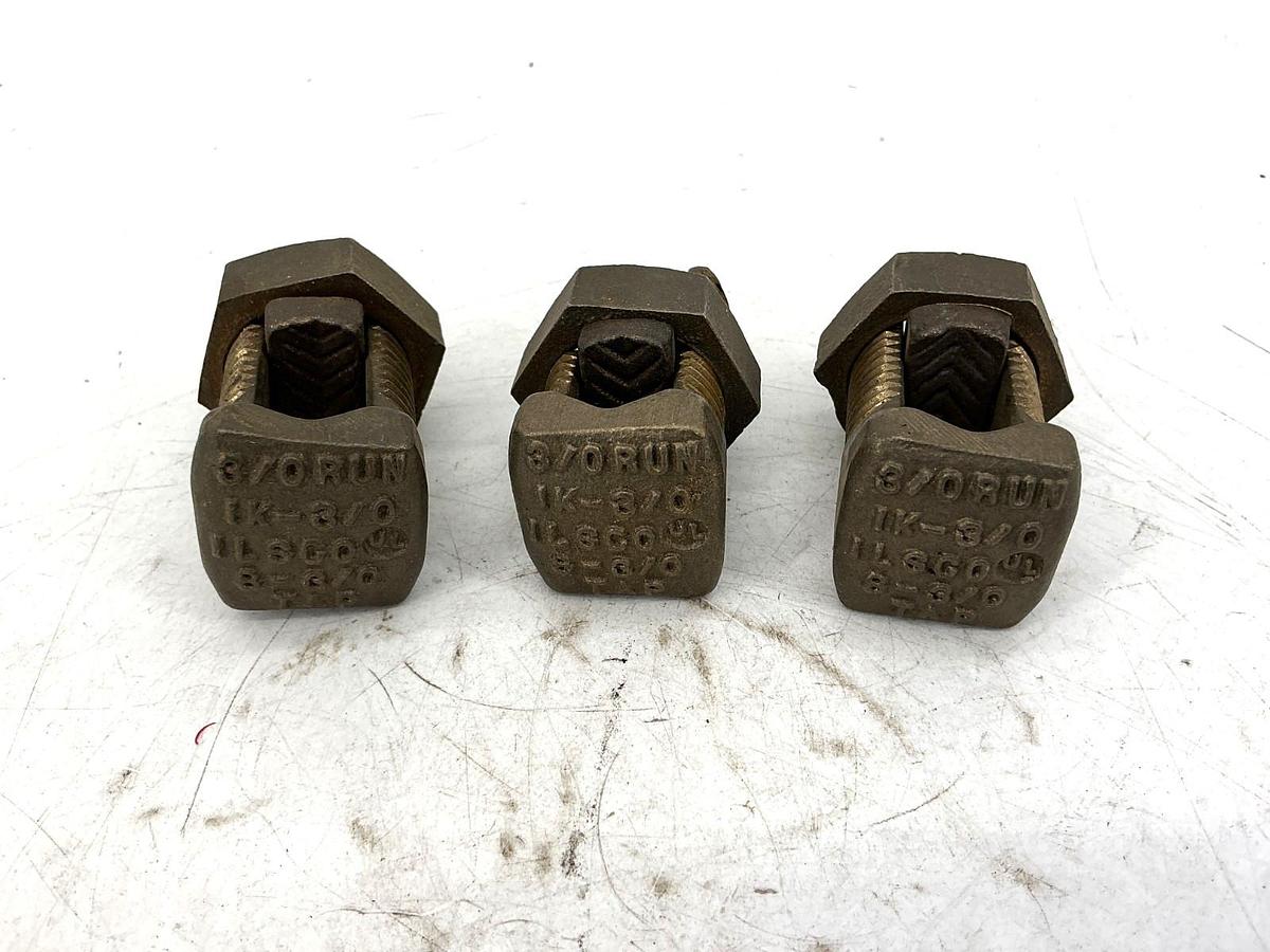 Lot of 3 New Ilsco IL-3/0 Split Bolt Connector Copper 3/0 RUN 8-3/0 TAP IK3/0