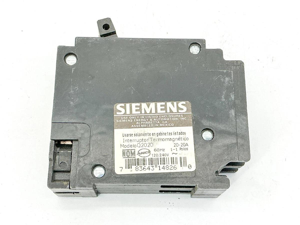 Used Lot of 3 Siemens Q2020 Tandem Circuit Breaker 20A 240V 1P 60Hz