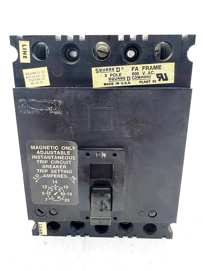 Used Square D FAL-36003-11M 3A Circuit Breaker 600VAC 3-Pole