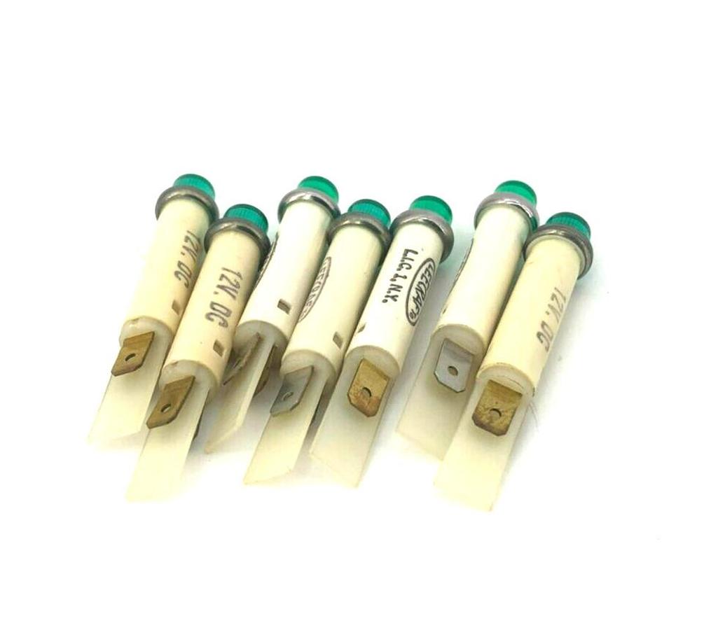 Lot of 7 New Leecraft L.I.C. 1, N.Y. Indicator Lights Green 12VDC