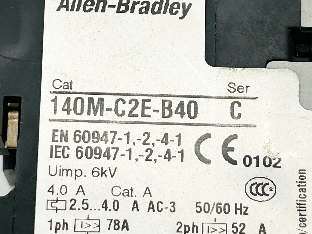 Used Allen Bradley 140M-C2E-B40 Motor Circuit 140M 3 Pole 32Amp 4A C Frame 50/60Hz Di