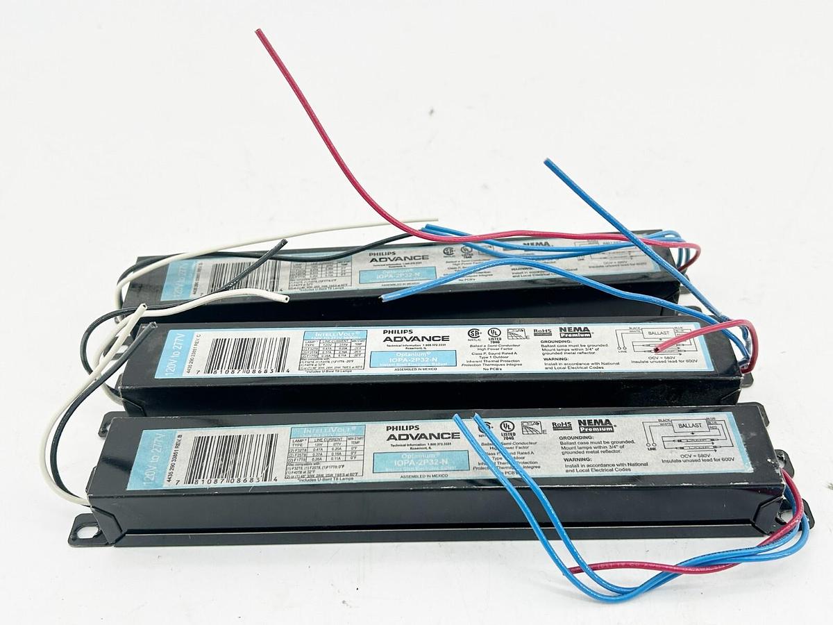 New Lot of 3 Philips IOPA-2P32-N Instant Start Electronic Ballast 277V 0.20A
