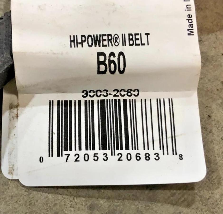 Lot of 2 New Gates B60 Hi-Power II V-Belts 9003-2060 - No Box