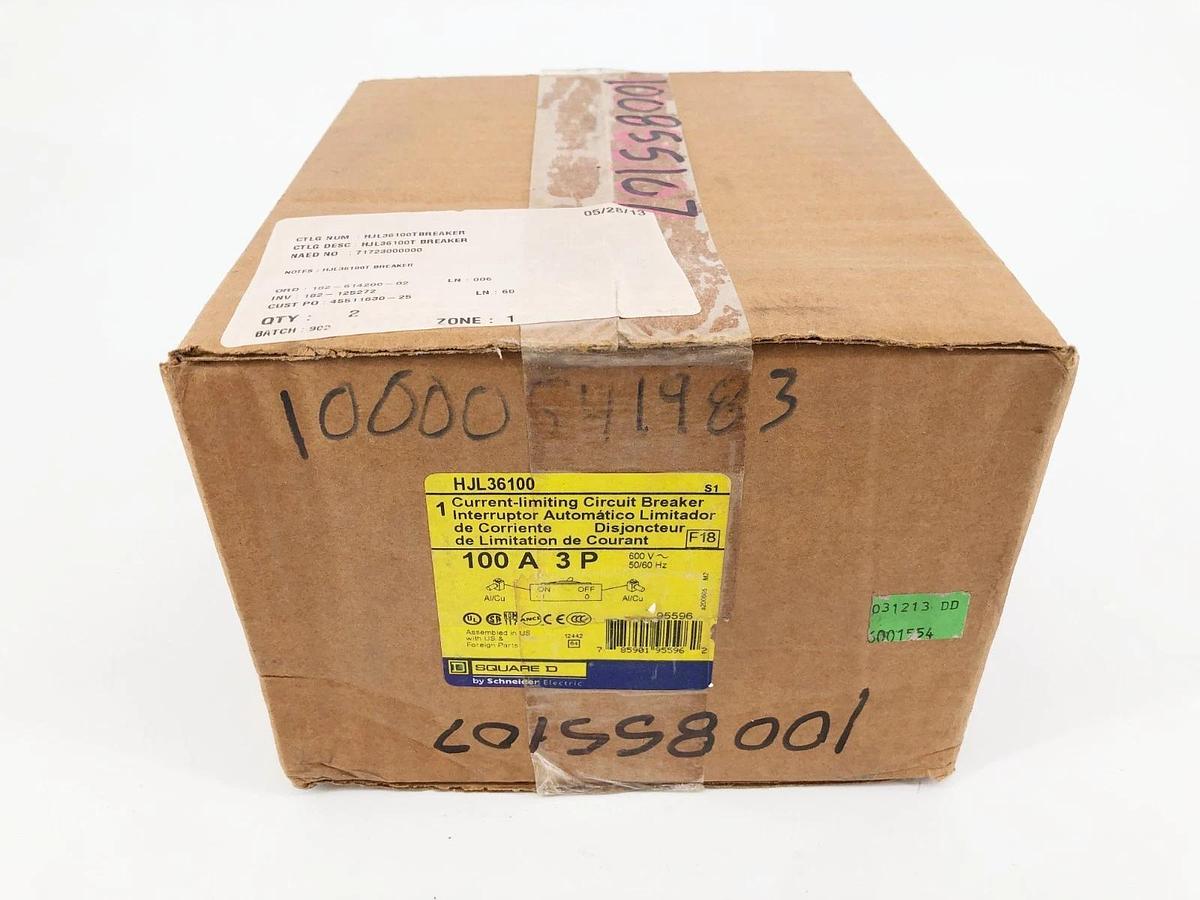 New Square HJL36100 PowerPact Circuit Breaker 100A 3P 600V Sealed Box